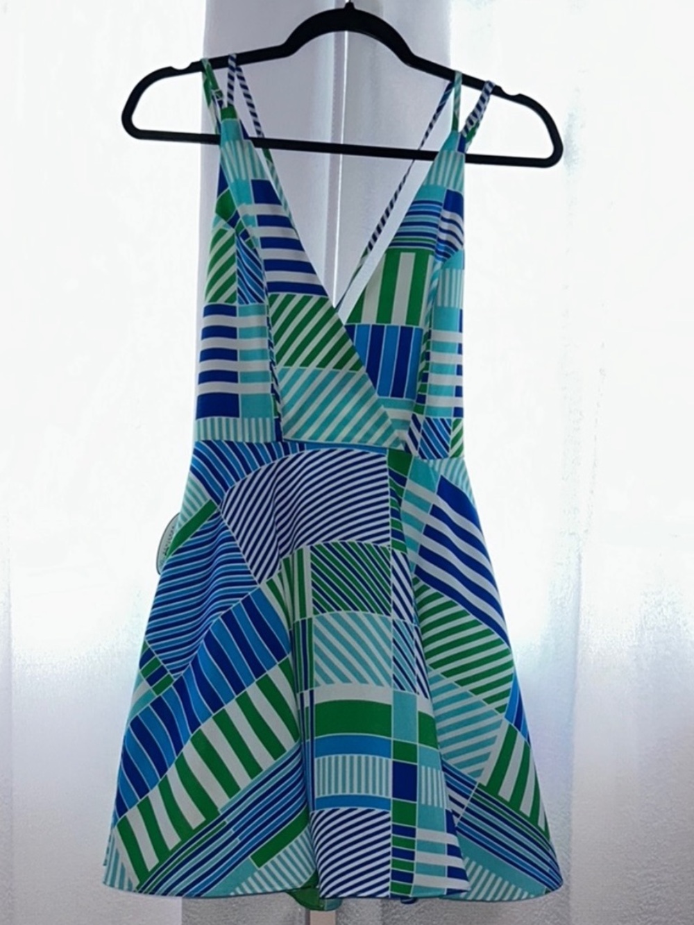 Mustard Seed Blue & Green Geometric Strappy Dress